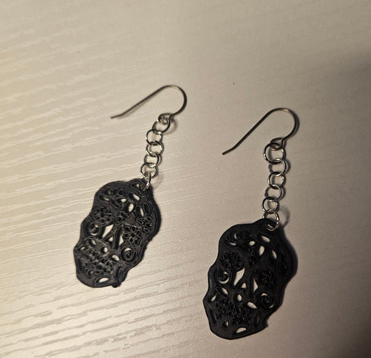 Sugar Skull Earrings with Holographic Print