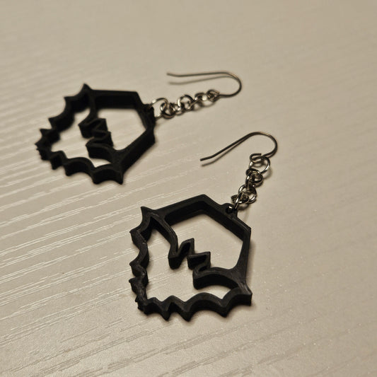 Bat Earrings with Holographic Print